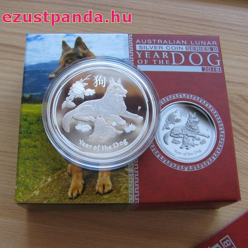 Lunar2 Kutya éve 2018 1 uncia proof ezüst pénzérme
