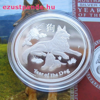 Lunar2 Kutya éve 2018 1 uncia proof ezüst pénzérme