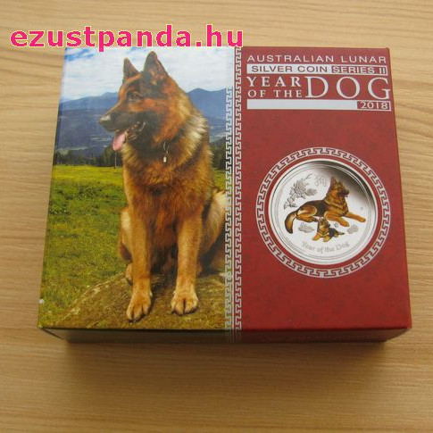 Lunar2 Kutya éve 2018 1 uncia színes proof ezüst pénzérme Lunar2 Kutya éve 2018 1 uncia színes proof ezüst pénzérme