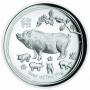 Lunar2 Disznó éve 2019 1 uncia high relief ezüst pénzérme