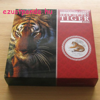 Lunar2 Tigris éve 2010 1 kilogramm színes ezüst pénzérme, topázzal