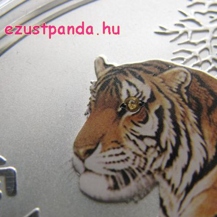 Lunar2 Tigris éve 2010 1 kilogramm színes ezüst pénzérme, topázzal