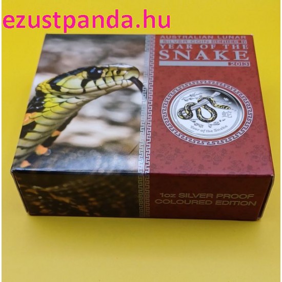 Lunar2 Kígyó éve 2013 1 uncia színes proof ezüst pénzérme Lunar2 Kígyó éve 2013 1 uncia színes proof ezüst pénzérme