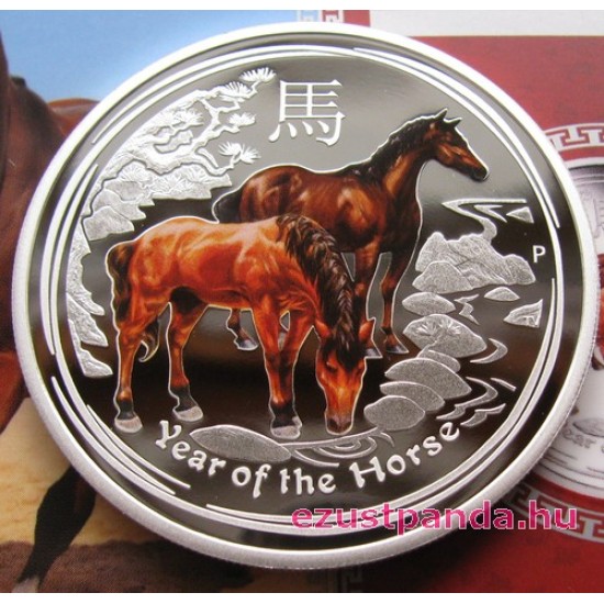 Lunar2 Ló éve 2014 1 uncia színes proof ezüst pénzérme