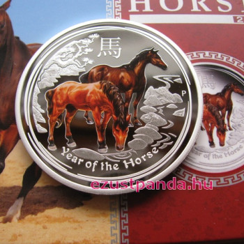 Lunar2 Ló éve 2014 1 uncia színes proof ezüst pénzérme Lunar2 Ló éve 2014 1 uncia színes proof ezüst pénzérme