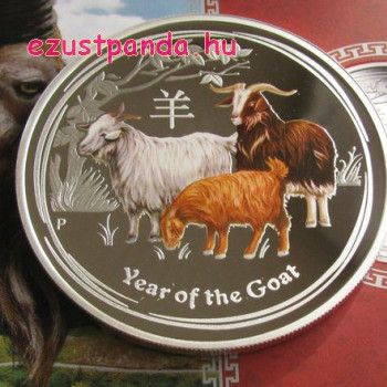 Lunar2 Kecske éve 2015 1 uncia színes proof ezüst pénzérme