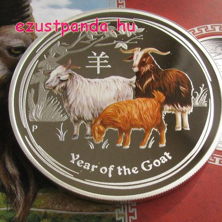 Lunar2 Kecske éve 2015 1 uncia színes proof ezüst pénzérme Lunar2 Kecske éve 2015 1 uncia színes proof ezüst pénzérme