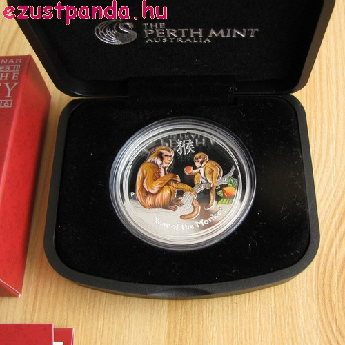 Lunar2 Majom éve 2016 1 uncia színes proof ezüst pénzérme Lunar2 Majom éve 2016 1 uncia színes proof ezüst pénzérme