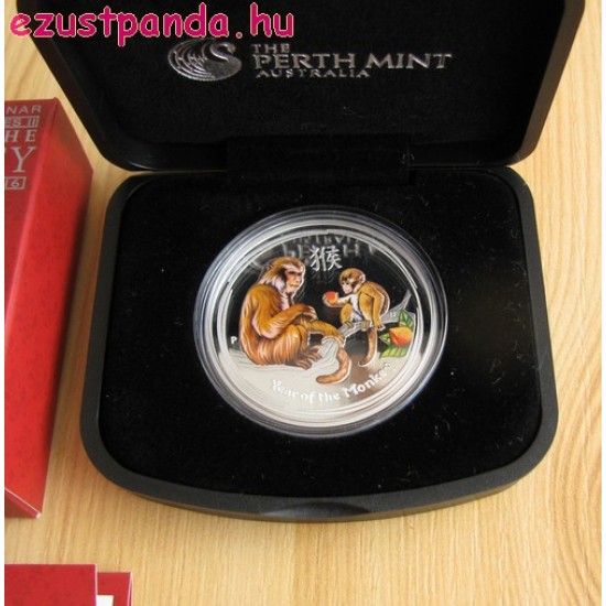 Lunar2 Majom éve 2016 1 uncia színes proof ezüst pénzérme
