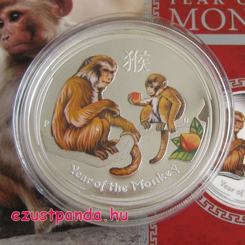Lunar2 Majom éve 2016 1 uncia színes proof ezüst pénzérme Lunar2 Majom éve 2016 1 uncia színes proof ezüst pénzérme