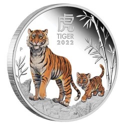 Lunar3 Tigris éve 2022 1 uncia színezett proof ezüst pénzérme