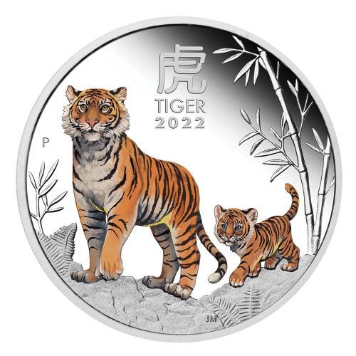 Lunar3 Tigris éve 2022 1 uncia színezett proof ezüst pénzérme Lunar3 Tigris éve 2022 1 uncia színezett proof ezüst pénzérme