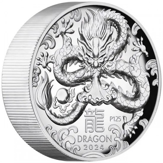 Lunar3 Sárkány éve 2024 5 uncia high relief ezüst pénzérme - CSAK 388 PÉLDÁNYBAN!