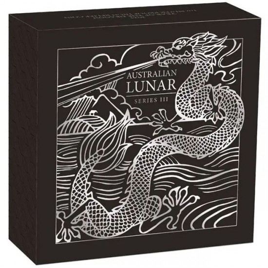 Lunar3 Sárkány éve 2024 5 uncia high relief ezüst pénzérme - CSAK 388 PÉLDÁNYBAN!