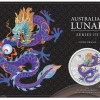 Lunar3 Sárkány éve 2024 1 uncia ezüst pénzérme - LILA SÁRKÁNY KÜLÖNKIADÁS!