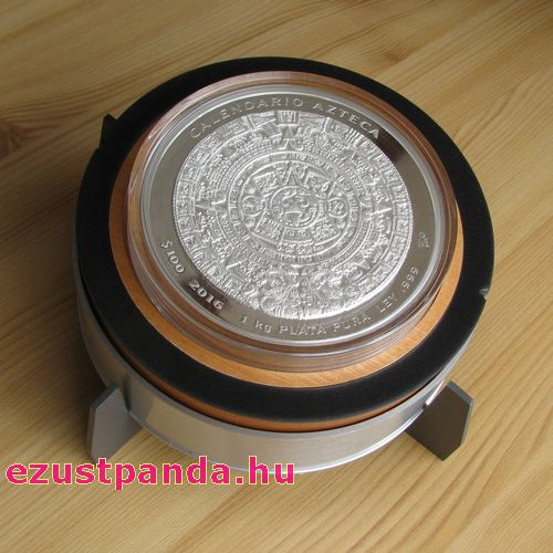 Azték naptár / Aztec Calendar 2016 1 kg proof ezüst pénzérme Mexikó