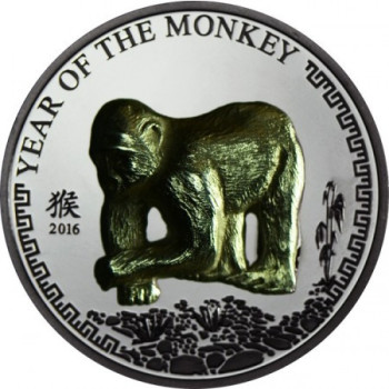 Majom éve 2016 mongol proof high-relief ezüst pénzérme