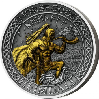 Heimdall 2022 2 uncia Cook-szk antikolt, high-relief ezüst pénzérme - CSAK 500 példányban!