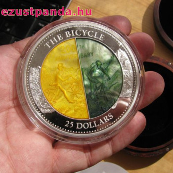 Kerékpár 200 éves - 5 uncia 2017 proof ezüst pénzérme gyöngyházzal