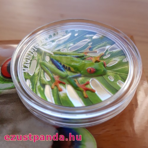Vörösszemű levelibéka 2018 proof ezüst pénzérme