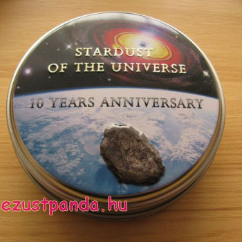 Moldavit meteorit 2014 proof ezüst pénzérme meteoritdarabkával