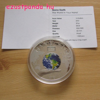 NANO Earth - "A világ a kezedben" 2012 proof ezüst pénzérme nano-chippel NANO Earth - "A világ a kezedben" 2012 proof ezüst pénzérme nano-chippel