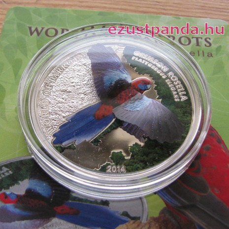 Papagájok világa -  Crimson Rosella 2014 3D proof ezüst pénzérme