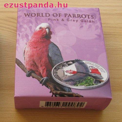 Papagájok világa -  Rózsás kakadu 2017 3D proof ezüst pénzérme