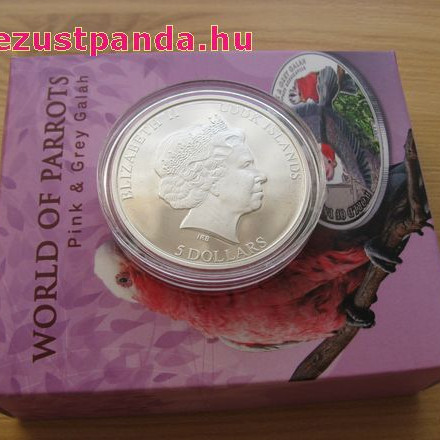 Papagájok világa -  Rózsás kakadu 2017 3D proof ezüst pénzérme