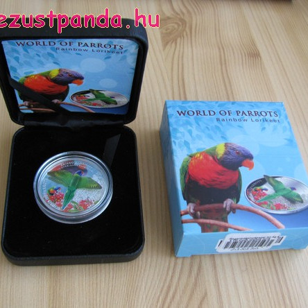 Papagájok világa - Szivárványlóri 2015 3D proof ezüst pénzérme Papagájok világa - Szivárványlóri 2015 3D proof ezüst pénzérme
