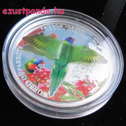 Papagájok világa - Szivárványlóri 2015 3D proof ezüst pénzérme Papagájok világa - Szivárványlóri 2015 3D proof ezüst pénzérme