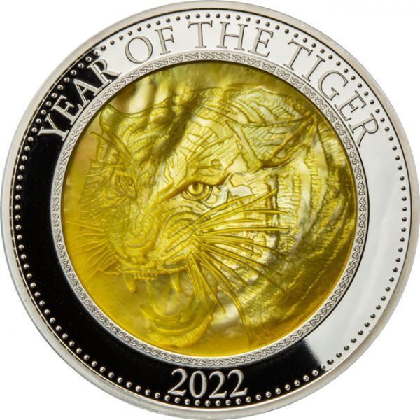 A Tigris éve 2022 - 5 uncia proof ezüst pénzérme gyöngyházzal