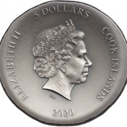 Teknős 2020 Cook-szigetek 1 uncia antikolt ezüst pénzérme