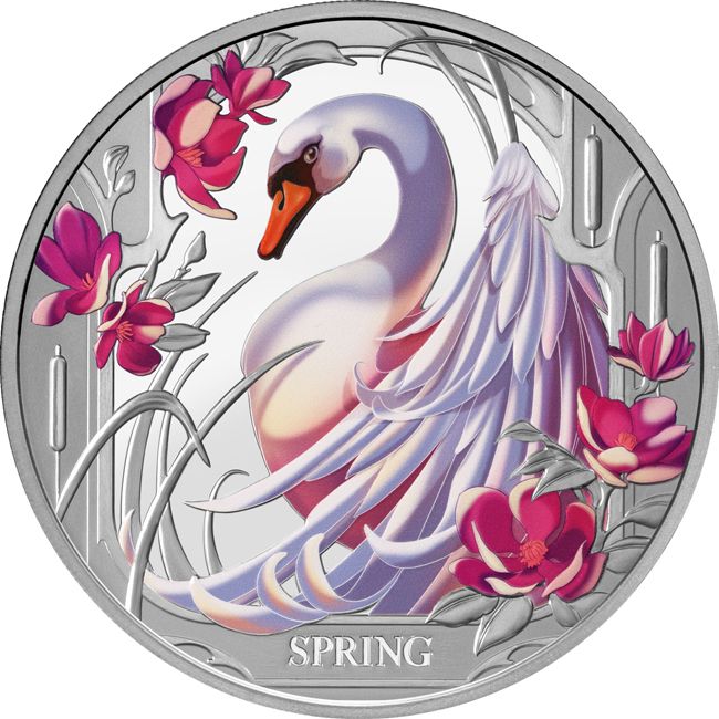 Évszakok - A tavasz (Hattyú) 2024 Niue 1 uncia proof ezüst pénzérme Évszakok - A tavasz (Hattyú) 2024 Niue 1 uncia proof ezüst pénzérme