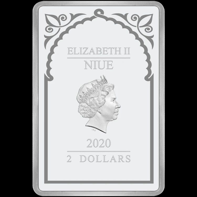 Gábriel arkangyal - Niue 2020 1 uncia proof ezüst pénzérme, téglalap alakú