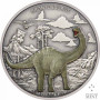 Brontosaurus - Niue 2021 1 uncia színes, antikolt ezüst pénzérme