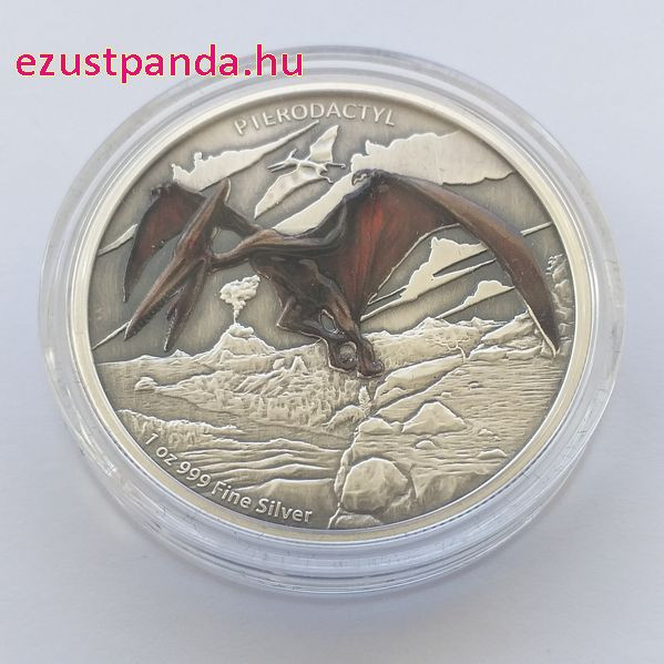 Pterodactylus - Niue 2020 1 uncia színes, antikolt ezüst pénzérme
