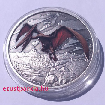 Pterodactylus - Niue 2020 1 uncia színes, antikolt ezüst pénzérme