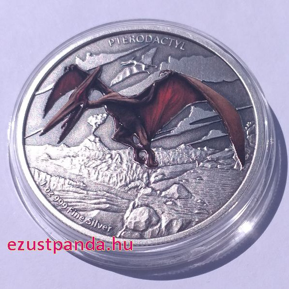 Pterodactylus - Niue 2020 1 uncia színes, antikolt ezüst pénzérme