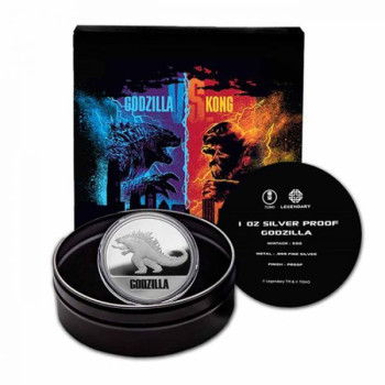 Godzilla 2021 1 uncia proof ezüst pénzérme - CSAK 500 PÉLDÁNY! 