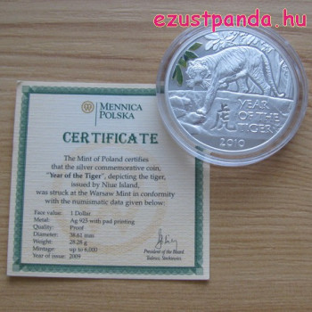 Tigris Niue 2010 proof ezüst pénzérme