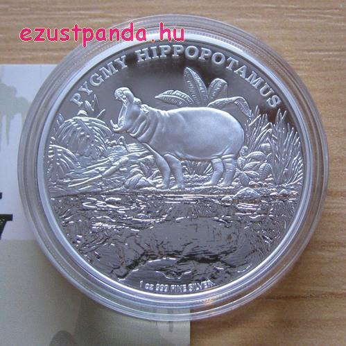 Törpe víziló 2015 1 uncia proof ezüst pénzérme