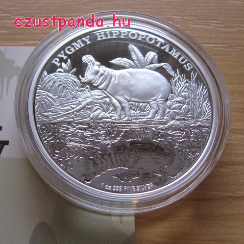 Törpe víziló 2015 1 uncia proof ezüst pénzérme