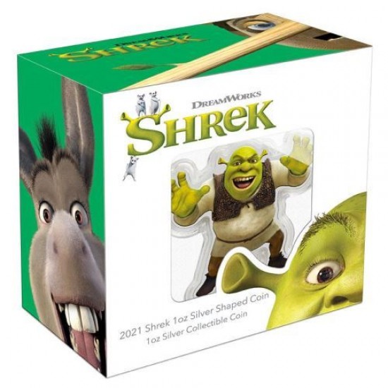 SHREK - Niue 2021 1 uncia színes, proof ezüst pénzérme - CSAK 1000 PÉLDÁNYBAN!
