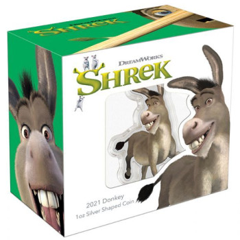 SHREK - Szamár Niue 2021 1 uncia színes, proof ezüst pénzérme - CSAK 1000 PÉLDÁNYBAN!