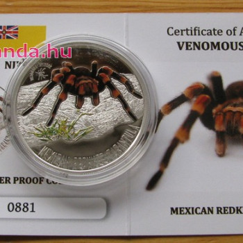 Mexikói tarantula - Niue 2012 1/2 uncia proof ezüst pénzérme Mexikói tarantula - Niue 2012 1/2 uncia proof ezüst pénzérme