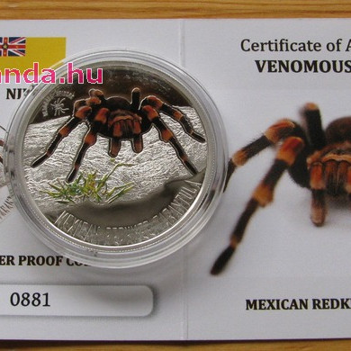 Mexikói tarantula - Niue 2012 1/2 uncia proof ezüst pénzérme