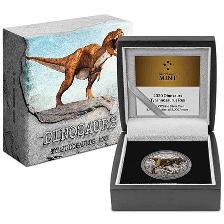 Tyrannosaurus Rex - Niue 2020 1 uncia színes, antikolt ezüst pénzérme Tyrannosaurus Rex - Niue 2020 1 uncia színes, antikolt ezüst pénzérme
