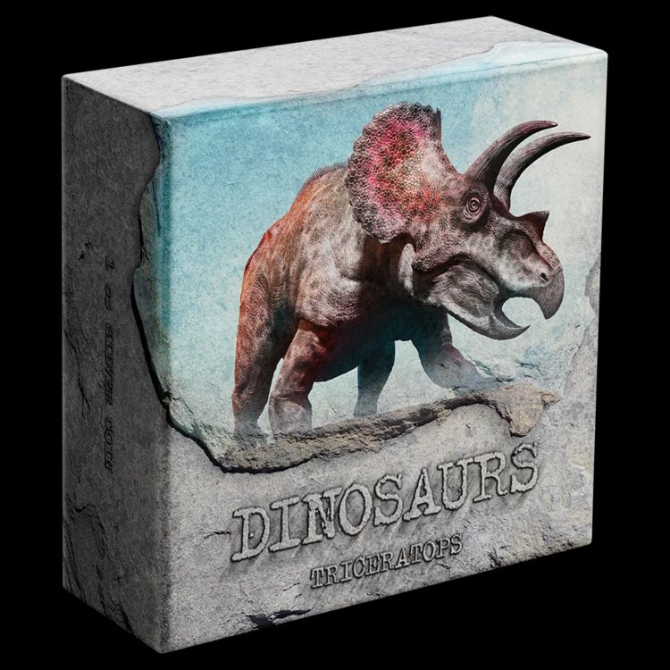Triceratops - Niue 2020 1 uncia színes, antikolt ezüst pénzérme