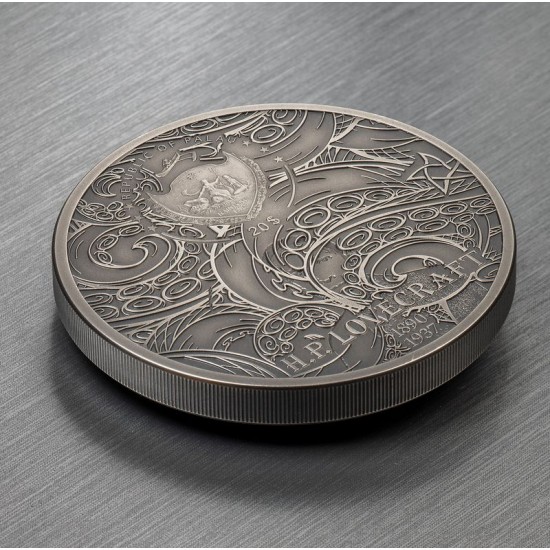 H.P. Lovecraft - Cthulhu 2022 Palau 3 uncia antikolt ezüst pénzérme H.P. Lovecraft - Cthulhu 2022 Palau 3 uncia antikolt ezüst pénzérme